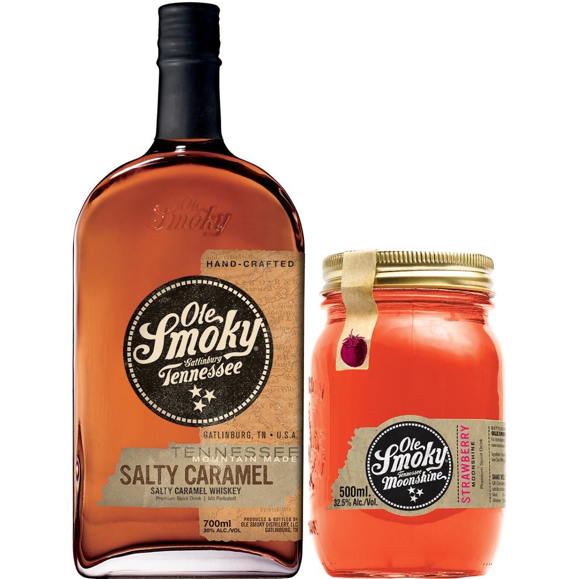 Set Tennessee Whiskey Salty Caramel & Strawberry Likör